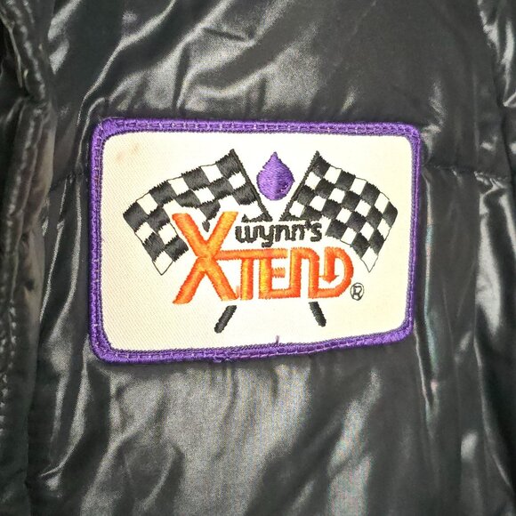VTG Wynns Xtend Official Racing Puffer Jacket LG Black Snap Zip Closure USA 70s - Picture 4 of 14
